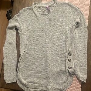 Cozy Crew Neck Sweater with Button Detail